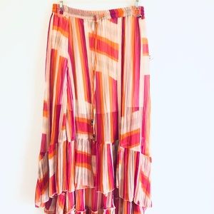 R O X Y   Orange / Pink High Low Midi Skirt